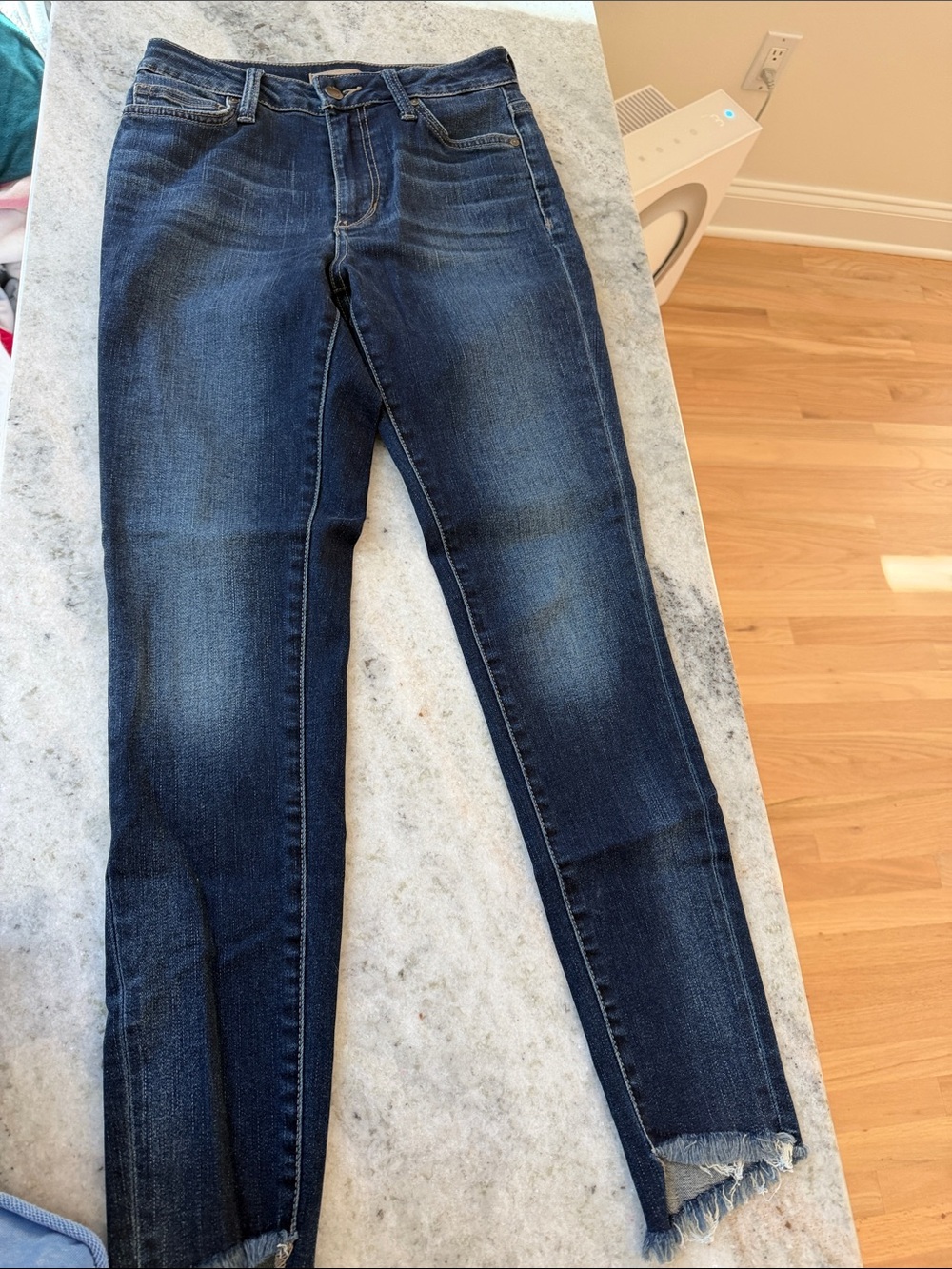 Joe's Jeans Dark Indigo Skinny Jeans with Raw-Hem
